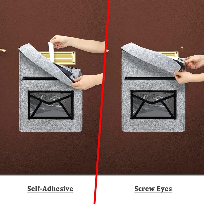 Annmore Mail Slot Catcher Bag, Indoor Mail Catcher Felt Made, High Capacity Mail Slot Cover, Space Saving, Self-Adhesive, Home Hardware Accessories - Image 3